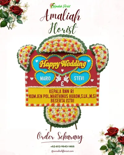 Karangan Papan Bunga Pernikahan di Saptorenggo